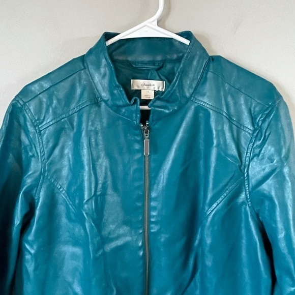 CJ Banks teal jacket in pleather type material in a size 1X - Picture 10 of 13